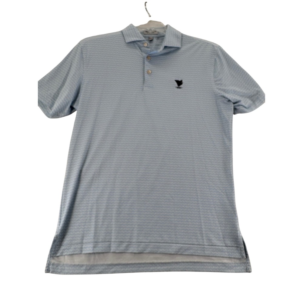 Peter Millar Polo Shirt Small Summer Comfort Blue Geometric 1960 Logo Golf
